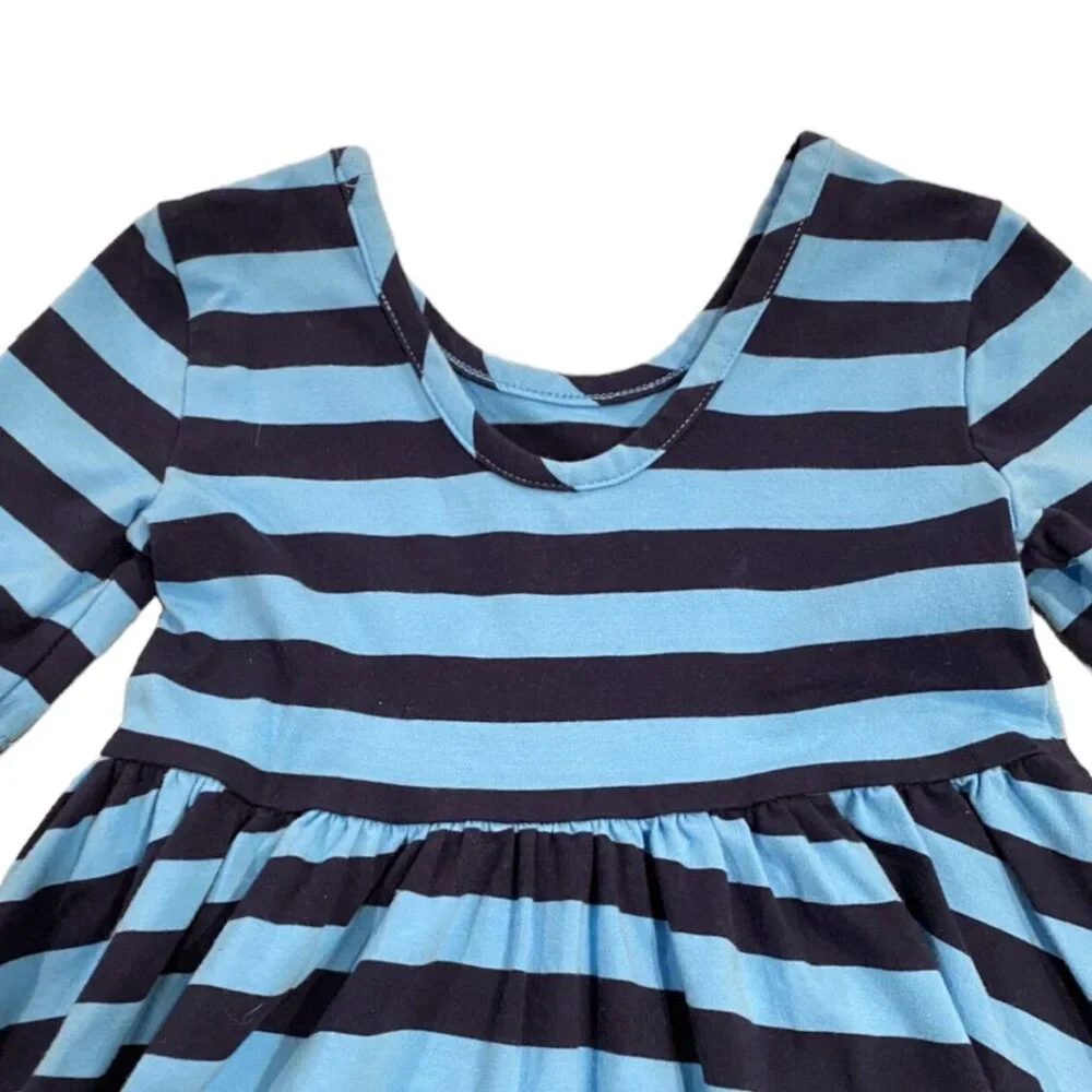 Hanna Andersson Sz 100 (4) Blue & Navy Striped Twirl Dress